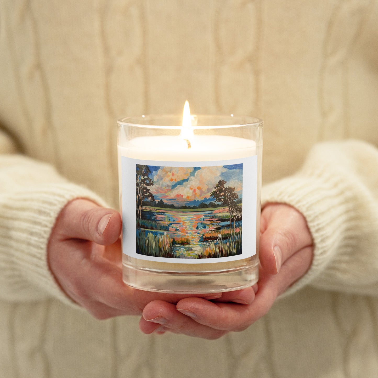 Glass Jar Soy Wax Candle with Art