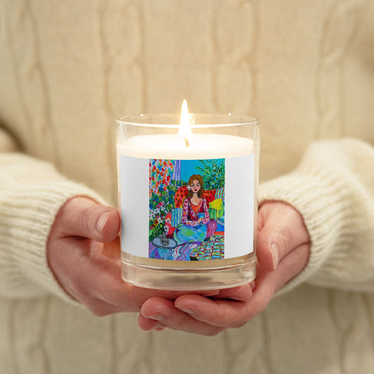 Glass Jar Soy Wax Candle with Art